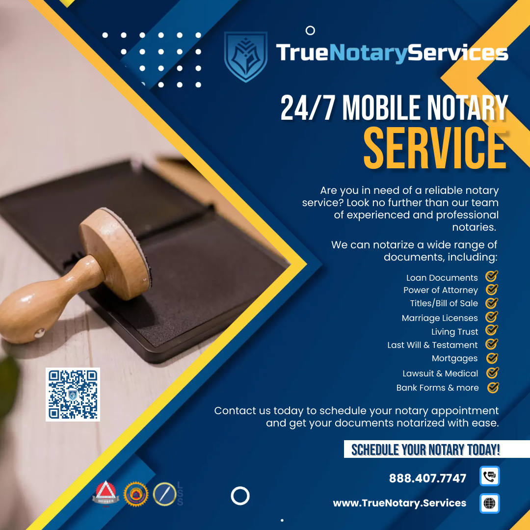 24/7 Mobile Notary Service - Reliable, Experienced and Professional Notaries.